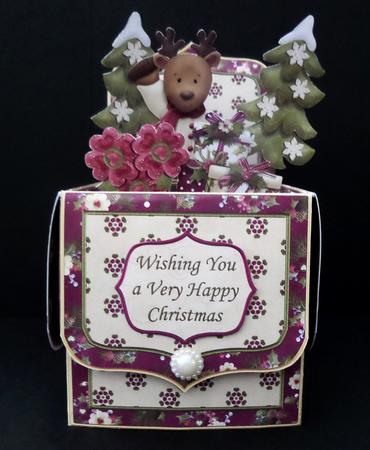 Christmas Reindeer Pop Up Box Card 7.5" by Bernie Mclaughlin