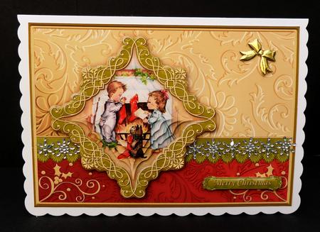 Hanging Christmas Stockings Card Topper & Diamond Pyramage by Bernie Mclaughlin