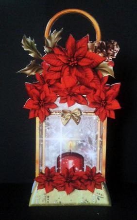 Poinsettia Christmas Lantern Shaped Card Kit by Bernie Mclaughlin