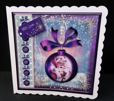 Beautiful Purple Santa Bauble Topper by Bernie Mclaughlin