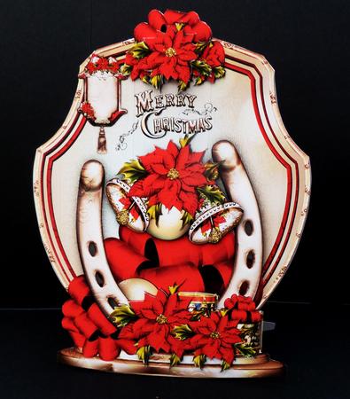 Cristmas Greetings with Red Poinssetias by Bernie Mclaughlin