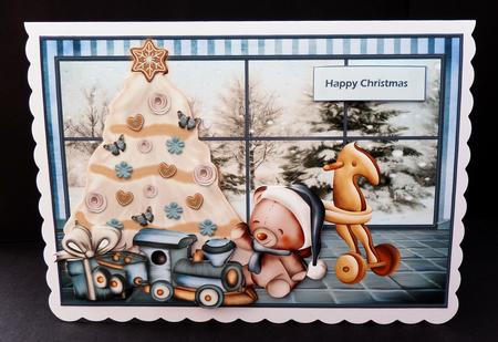 Christmas Morning Card with Decoupage by Bernie Mclaughlin