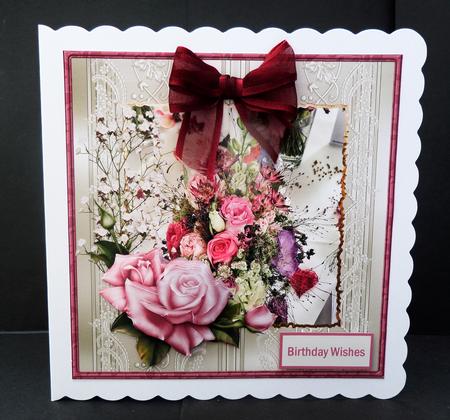 Pink Rose Selection Card with Decoupage by Bernie Mclaughlin