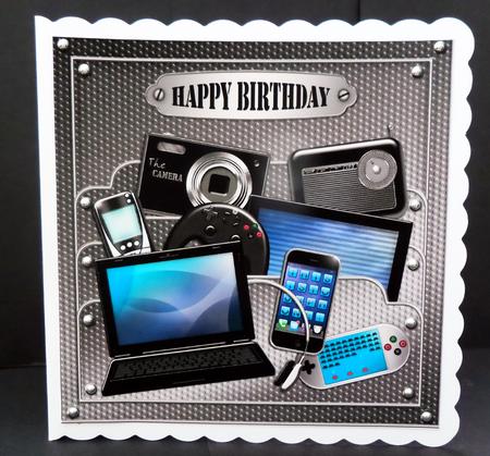 8 x 8 Gadgets & Gismos Birthday Scalloped Corner by Bernie Mclaughlin