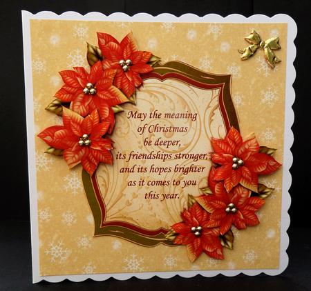 Christmas Poinsettia & Verse Card Topper & Decoupage by Bernie Mclaughlin
