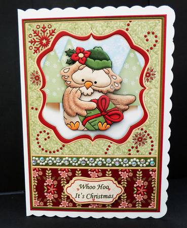 Whoo Hoo It's Christmas Card Topper & Decoupage by Bernie Mclaughlin