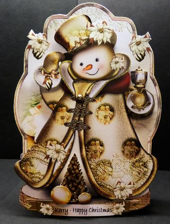 Cute Golden Snowman Wish You Merry Christmas by Bernie Mclaughlin