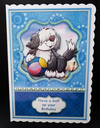 Have a Ball on Your Birthday Card Topper & Decoupage by Bernie Mclaughlin