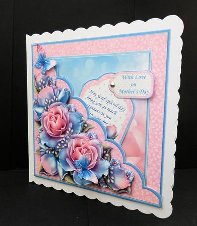 Square Scallop Pocket Delicate Roses Mini Kit & Decoupage by Bernie Mclaughlin