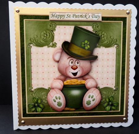 Lucky Bear St Patrick's Day or Good Luck Decoupage by Bernie Mclaughlin