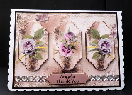 Lilac Rose Panel Card with Toppers by Bernie Mclaughlin