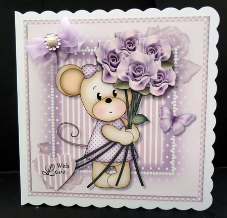Maisy with Lilac Roses Mothers Day/birthday Topper by Bernie Mclaughlin