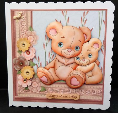 Mummy Bear 7.5x7.5 Decoupage Mini Kit by Bernie Mclaughlin