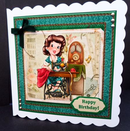 Vintage Seamstress Topper & Sentiments by Bernie Mclaughlin