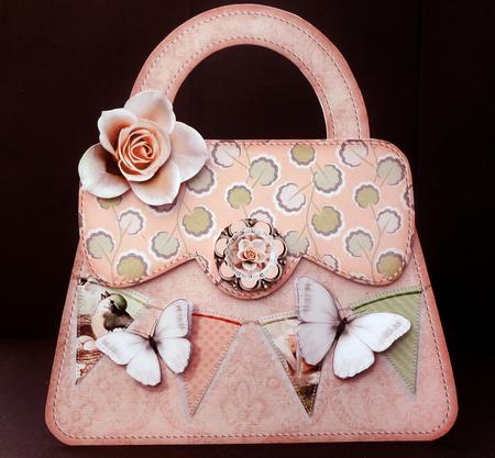 Peach Butterfly Handbag Shaped Card by Bernie Mclaughlin