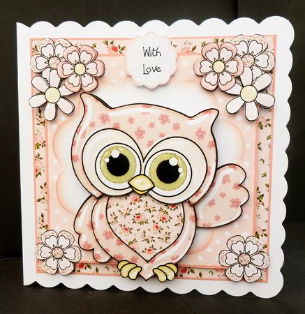 Pinkie the Owl Card Front Kit by Bernie Mclaughlin