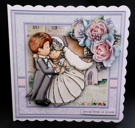 Wedding Day Bride & Groom Hugs 8x8 Mini Kit & Decoupage by Bernie Mclaughlin