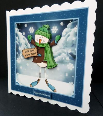 Snowman with a Warm Heart 7x7 Card by Bernie Mclaughlin