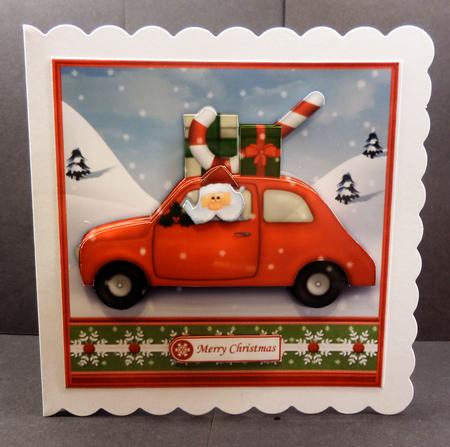 Santa's Car Christmas 7.5 Decoupage Mini Kit by Bernie Mclaughlin