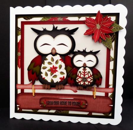 Hoo Hoo Christmas Cardtopper 704 Red by Bernie Mclaughlin