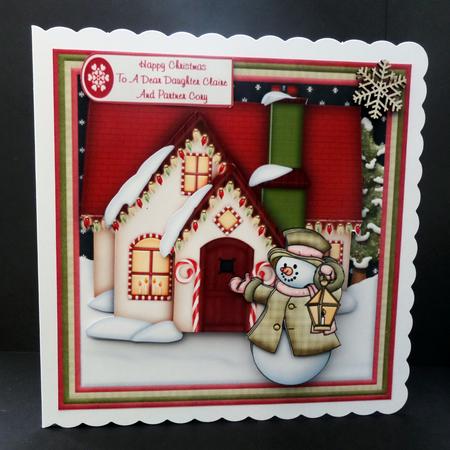 Christmas House & Snowman 7.5 Decoupage & Insert Mini Kit by Bernie Mclaughlin