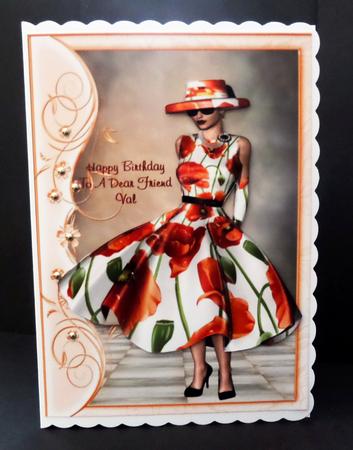 Pretty in Peach, Lady in Hat with Border A4 by Bernie Mclaughlin