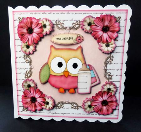 New Baby Girl Cute Owl by Bernie Mclaughlin