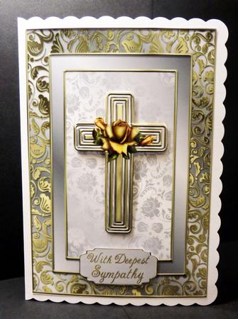 Golden Sympathy Card with Decoupage and Envelope by Bernie Mclaughlin