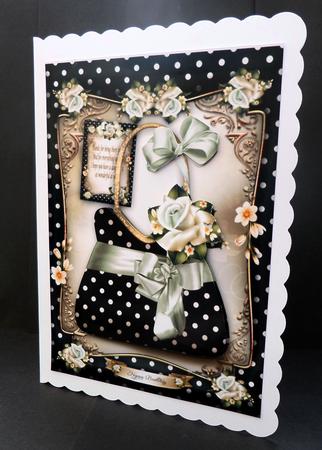 Polka Dot Handbag with Roses Card by Bernie Mclaughlin