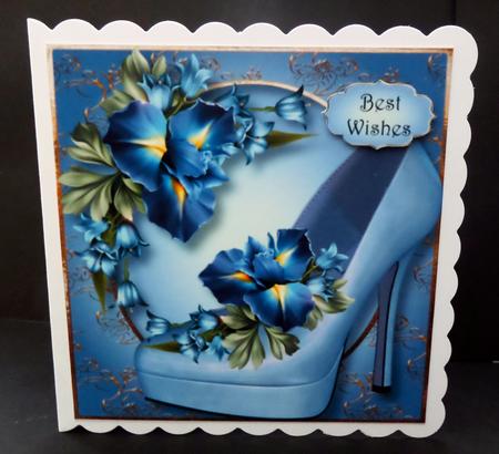 Floral Shoes - Beautiful Blue Iris 8x8 Quick Topper by Bernie Mclaughlin
