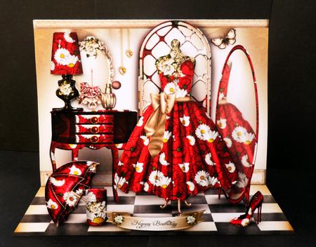 Red Cream Dressing Room Card Mini Kit by Bernie Mclaughlin