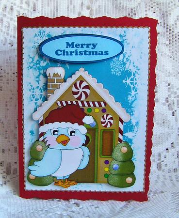 Little Bluebird with Gingerbread House by Beth Schwan