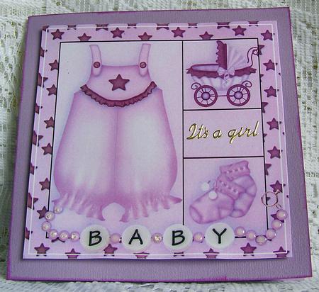 Baby Bloomers 8x8 Card Front in Raspberry by Beth Schwan