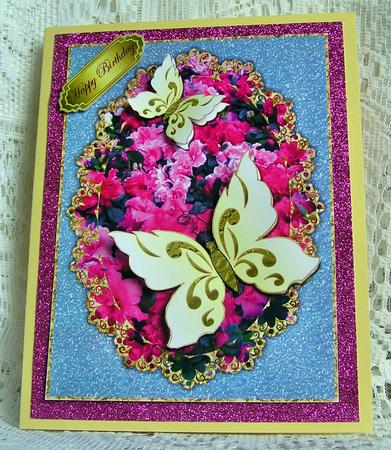 Two Butterflies on Floral Frame Card Front 1 by Beth Schwan