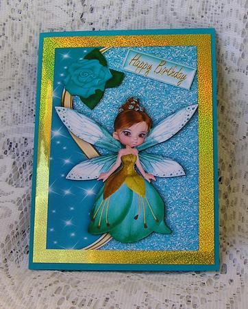Pretty Faerie in Turq, with Turq Rose by Beth Schwan