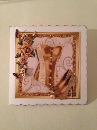 Beautiful Gold Corset, Shoe & Roses 8x8 by Bettina Keis Jensen