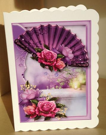 Beautiful Belle Roses Japanese Fan by Bettina Keis Jensen