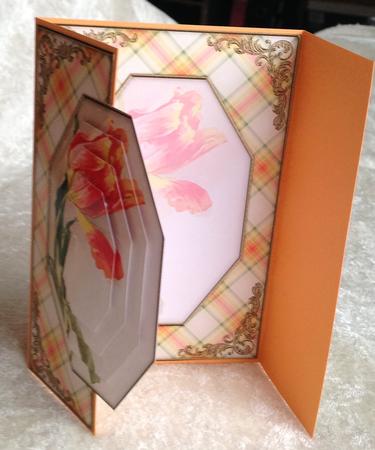 Beautiful Vintage Painted Flowers A5 Gate Fold Card Mini Kit by Bettina Keis Jensen