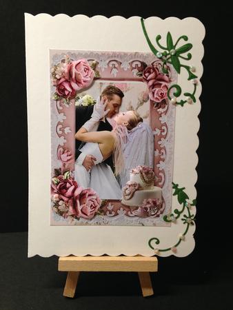 Wedding Couple in Rose Frame with Rings by Bettina Keis Jensen