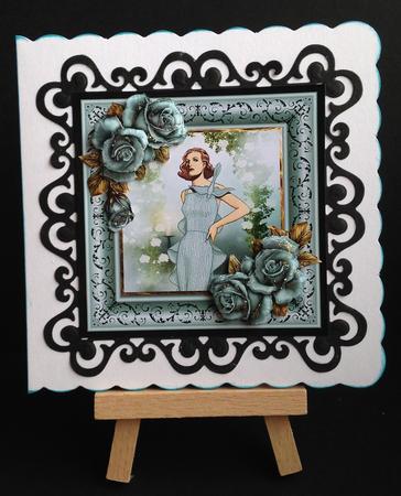 Evening Rose Card Front with Decoupage by Bettina Keis Jensen