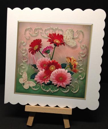 Gorgeous Gerberas Decoupage Card Front by Bettina Keis Jensen