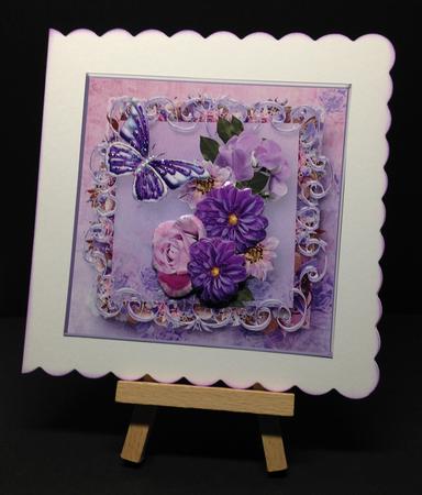 Lilac Posy Decoupage Card Front by Bettina Keis Jensen