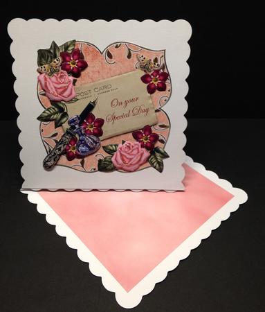 Peach & Red Special Day Fancy Square Deco Card & Env Kit by Bettina Keis Jensen