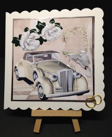 Lovely Wedding Car with White Roses 8x8 Mini Kit by Bettina Keis Jensen