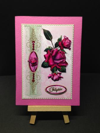 Vibrant Roses with Ornate Border Card Front by Bettina Keis Jensen
