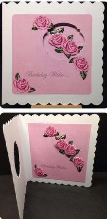 Pink Rose Birthday Wishes 8in Aperture Decoupage Cf Mini Kit by Bettina Keis Jensen