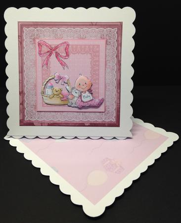 Baby Girl and Cat 8x8 Card Mini Kit by Bettina Keis Jensen