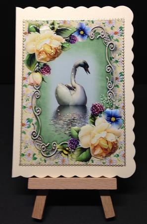 Soft Yellow Roses Swan Reflection by Bettina Keis Jensen