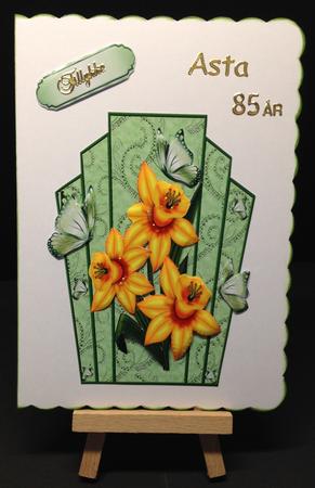 Art Deco Topper of Yellow Daffodils and Butterflies by Bettina Keis Jensen