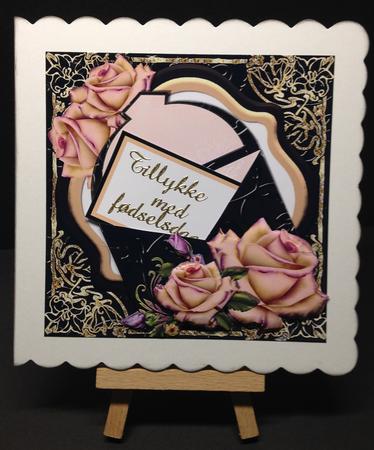 Open Envelope Card Front - Black & Peach by Bettina Keis Jensen